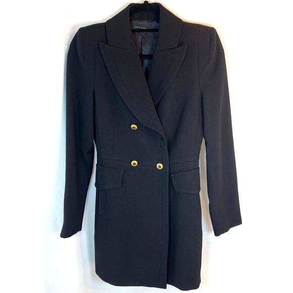 Zara Woman Black Military Blazer Dress | Double Breasted Gold Button | Size S - Picture 2 of 11